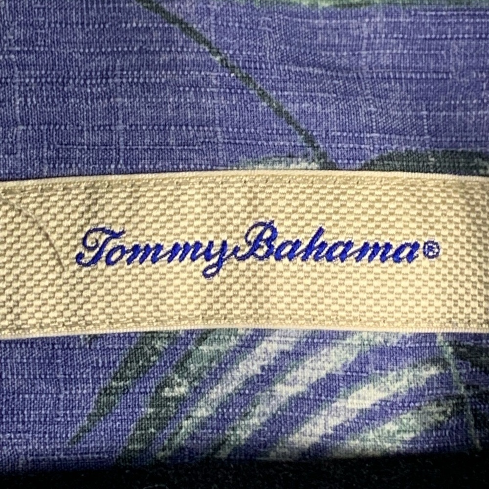 Tommy Bahama 100% Silk Hawaiian Shirt Mens L Blue Palm Resort Camp Aloha - Picture 9 of 16